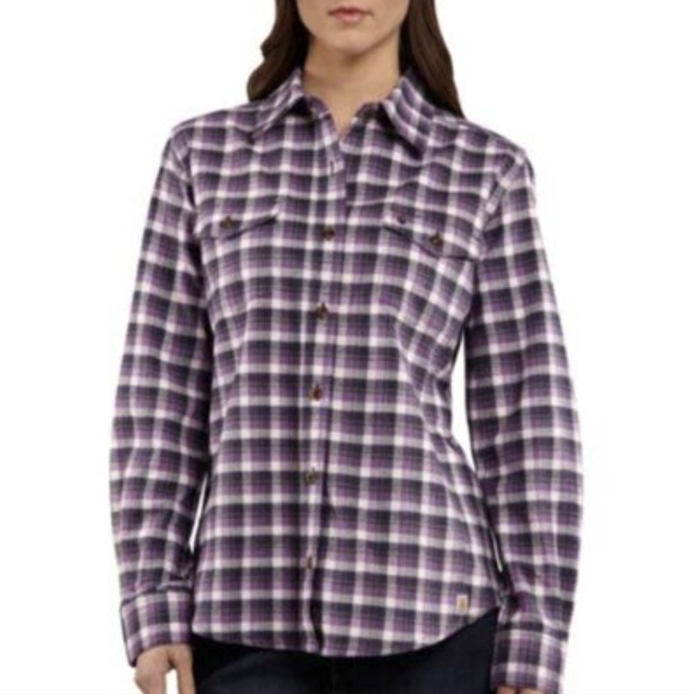 Carhartt Women's "Hamilton II" Flannel Button Down Shirt Size S in Purple